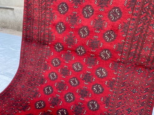 3x6 Red Handmade Oriental Afghan Bokhara Rug Traditional Turkmen Tribal Wool Rug - Picture 13 of 13