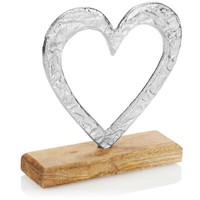 Deko-Aufsteller Herz - Metall-Herz Auf Holzsockel - Deko-Herz Aus Metall