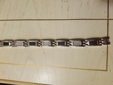 Men's Gray and Black Carbon Fiber Heavy Stainless Steel Bracelet 12mm Width 8.5"