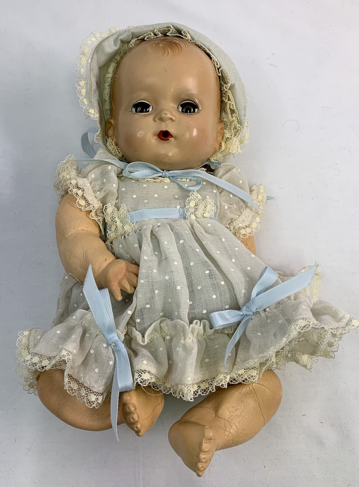 Ideal Doll Hard Plastic Head Sun Rubber Body Drink & Wet Baby