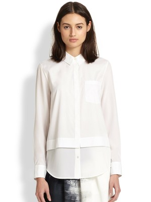 VINCE White Cotton & Silk Double Layered Shirt 2 $298 | eBay