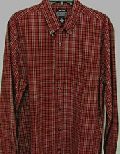 Saddlebred Large Button Front Long Sleeve Mens Button Front New Red Black Plaid