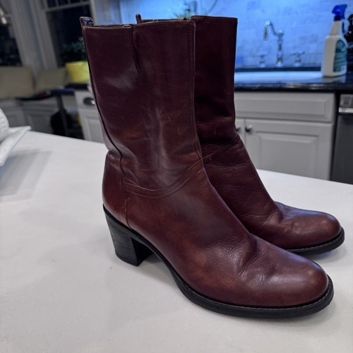 BCBG GIRLS WOMENS BROWN LEATHER HEEL BOOTS - SIZE 10 Cowboy - Picture 3 of 14