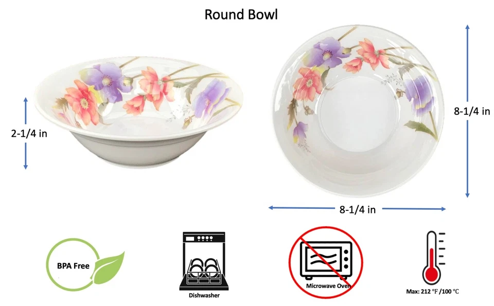 Tazón redondo de melamina de hibisco 16 o 37 oz Wonton fideos sopa arroz postre tazones Foto 3 de 4