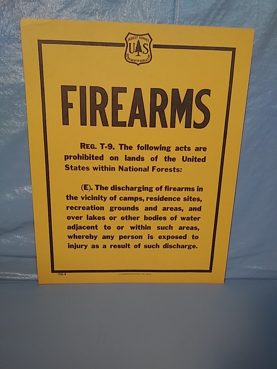 Old Forest Service Sign FIREARMS