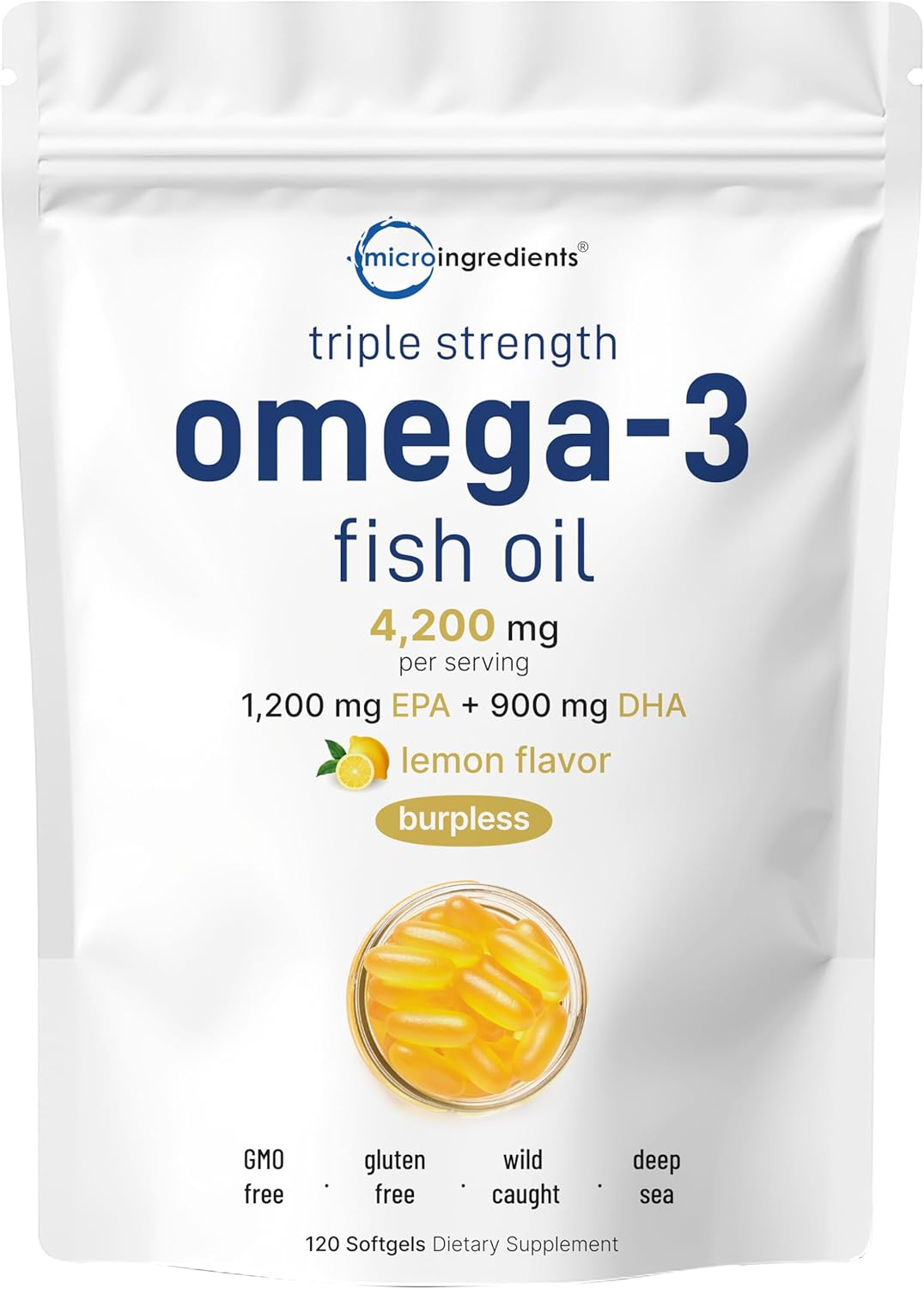 Triple Strength Omega 3 Fish Oil Supplements 4200Mg per Serving, 120 Softgels –