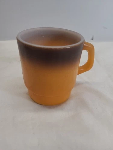 Anchor Hocking fire king ware orange and brown coffe mug made in USA