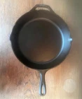 Vintage LODGE 10SK Cast Iron Fry Skillet Pan Double Handle Double Spout RESTORED