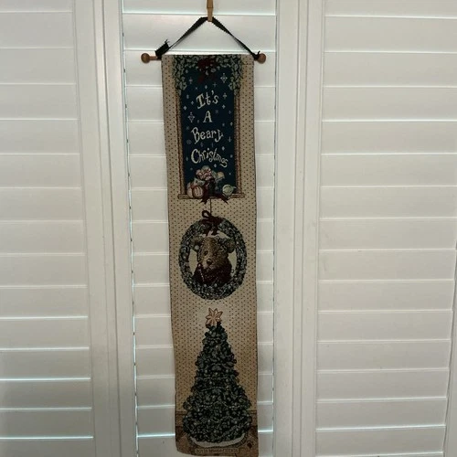 Boyd's Bears Its A Beary Christmas Hanging Tapestry Tree Bell Pull Decor Elliott