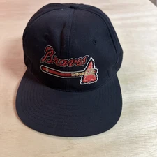 Vintage 90's Atlanta Braves Twins Enterprise Snapback Hat Split Bar