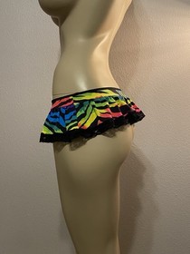 Sexy Tiger Lace Micro Mini Ruffle Skirt Lingerie Exotic Dancer Stripper Rave