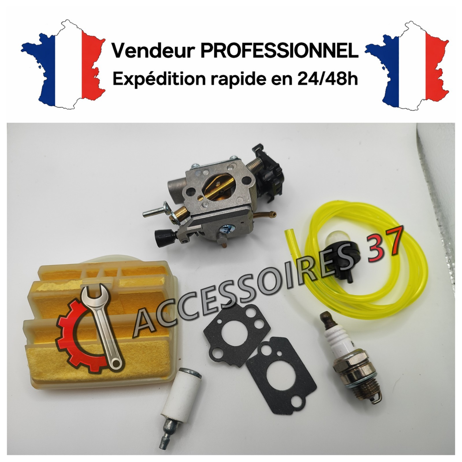 Carburateur Husqvarna 455 II en aluminium robuste avec membranes de régulation