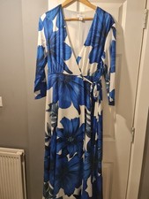 Coast Formal / Occasion Dress In Blue And White Print Size 10
