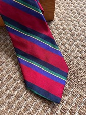Polo Ralph Lauren made Italy red blue gold green Repp stripes preppy silk tie