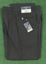 Chaps Suit Separates Black Gray Pinstripe Wool Cuffed Trouser Pants Size 34x29