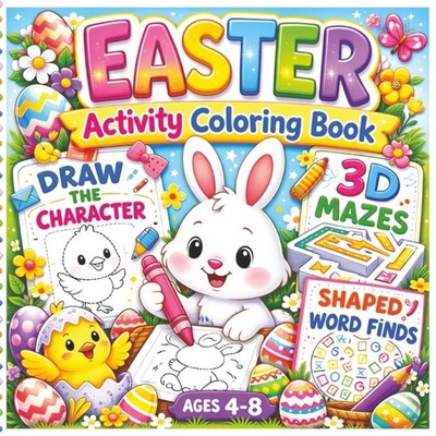 Easter Activity Coloring Book: Kids activity, game, puzzle, bold easy coloring f