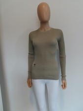 Christian Dior Gold Metallic Ribbed Crew Neck Bee Logo Sweater F 34/US 2