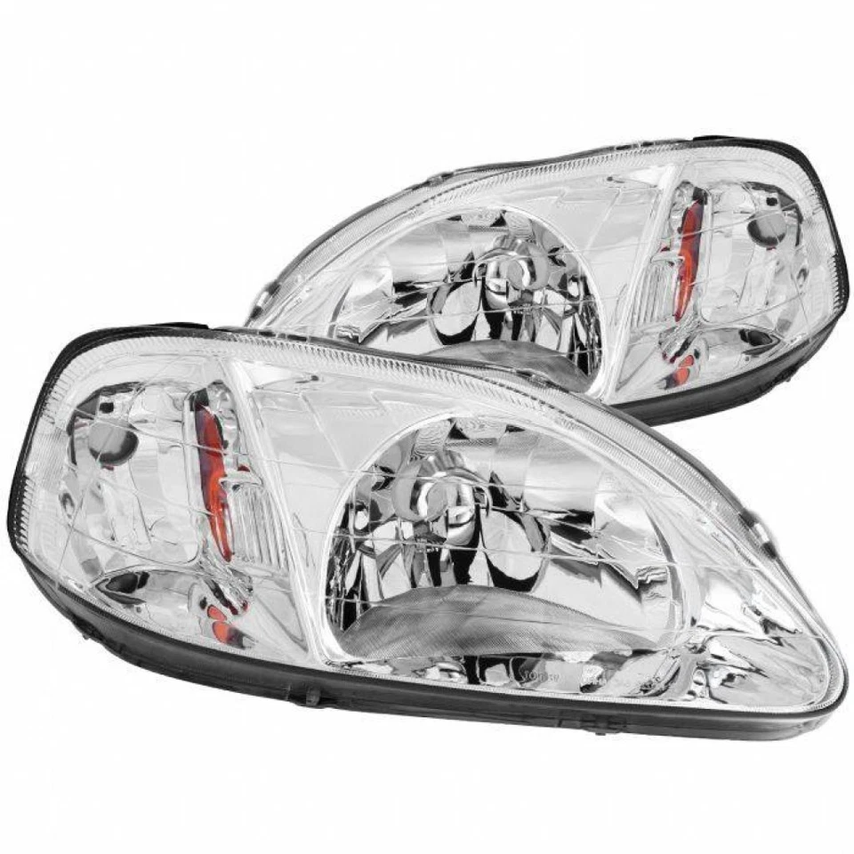 ANZO For Honda Civic 1999 2000 Crystal Headlights Chrome Foto 3 de 4