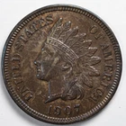 1907 Indian Head Penny Cent Almost Uncirculated (AU)