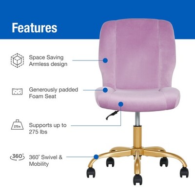 Mainstays Plush Velvet Office Chair, Lilac Bloom | eBay