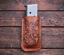 Made in USA - Saint Michael Archangel Battle Leather Magazine Holder