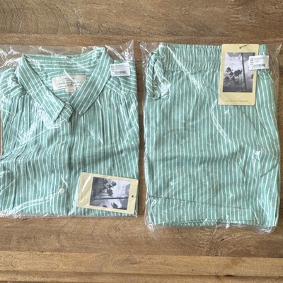 Trovata Birds of Paradis Green Striped Shirt & Shorts Set, Ruffle Sleeve, Size L