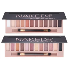 2 Pack 12 Colors Makeup Nude Colors Eyeshadow Palette Natural Nude Matte Shimmer