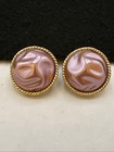 Vintage Coro Pink Faux Pearl Stud Earrings Gold Tone Clip On — photo 6