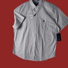 U.S. Polo Assn. 2XL,Engine Red Button Down,Short Sleeve Shirt,Woven.Stretch,