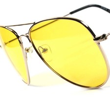Large Day Night Driving Yellow Lens Best Mens Womens Aviation Sunglasses D28A