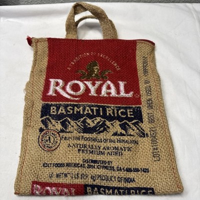 Royal Basmati Rice W/Handles & Zipper Burlap Bag Purse Bag Only No Rice