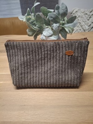 Kosmetiktasche Kulturbeutel Krimskramstasche   Cordstoff Mokkabraun
