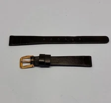 9.5mm Short Black Genuine Leather Watch Band - USA