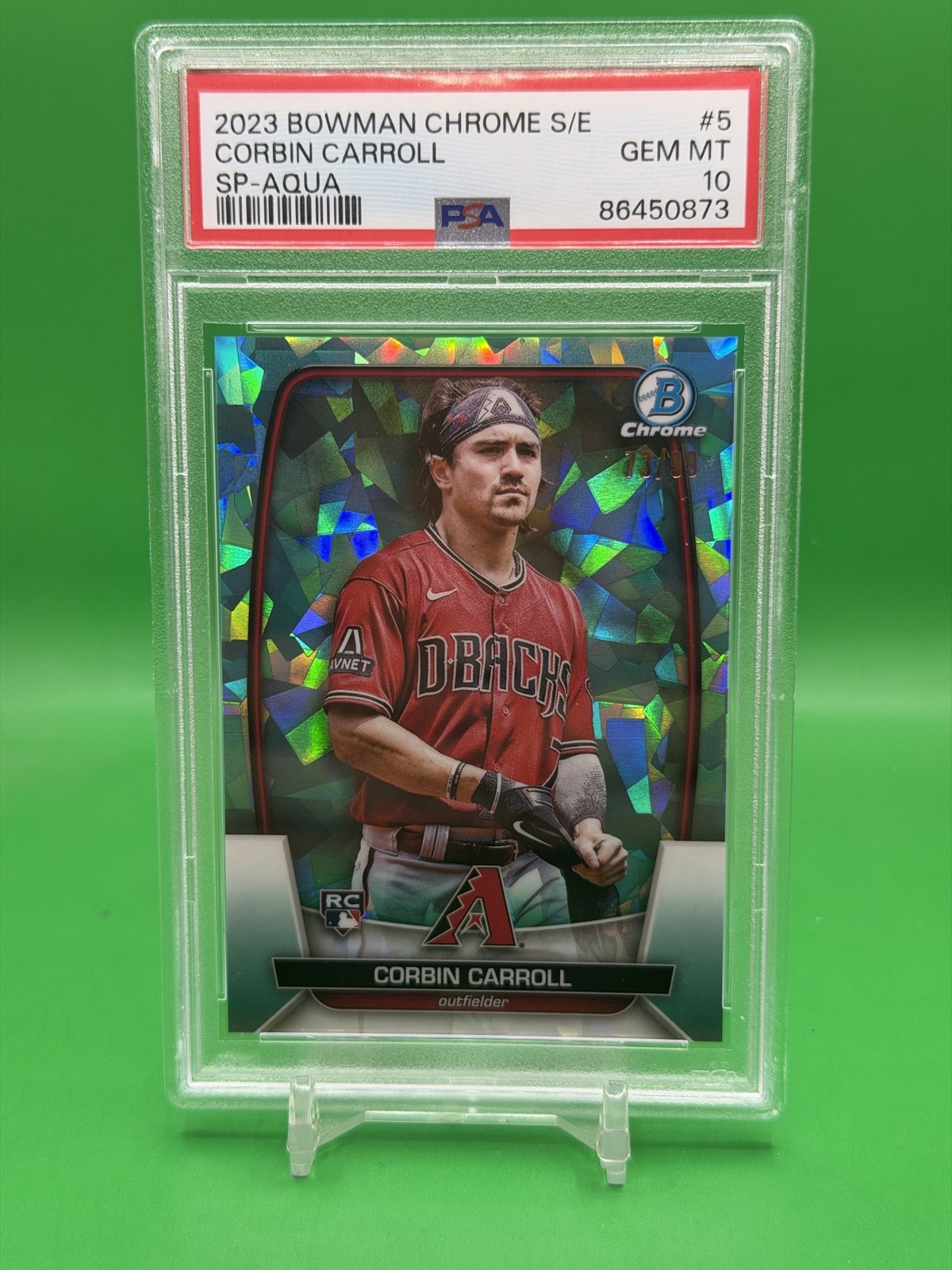 2023 Bowman Chrome Sapphire Image Variation SP Corbin Carroll #5 Aqua /99 PSA 10 view 1
