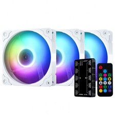 Vetroo 3-Pack White Computer Case Fans 120mm Address RGB  PWM Cooling Fans
