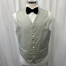 The Piscador Men's Light Grey Diamond Pattern Waistcoat 40" Chest Formal Wedding