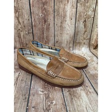 Mocasines sin cordones Sperry Top-Sider de cuero marrón punta redonda para mujer 9,5