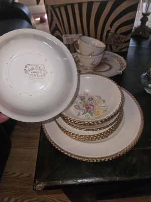 Vintage Tudor Rose Fine China pink  Rose & 22k Gold Trim Cup&Saucer, USA