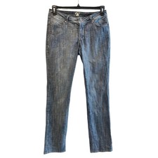 WÖRN Straight Leg Jeans Blue Excellent Zig Zag Stitch Denim Women Size 6