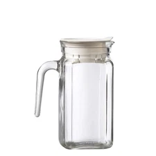 Italian Igloo Quadra Glass Pitcher With Lid And Spout | 17 Ounce | Clear Glass W