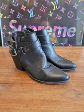 G by Guess Delray Double Buckle Black Biker Bootie Side Zip Size 9