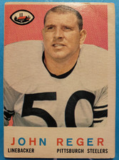 1959 TOPPS FOOTBALL #124 JOHN REGER - UNSCRATCHED COIN RUB ROOKIE CARD (RC)