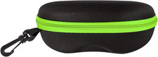 Zipper Shell Sunglasses Glasses Case with Belt Loop, Clip, Plastic Green