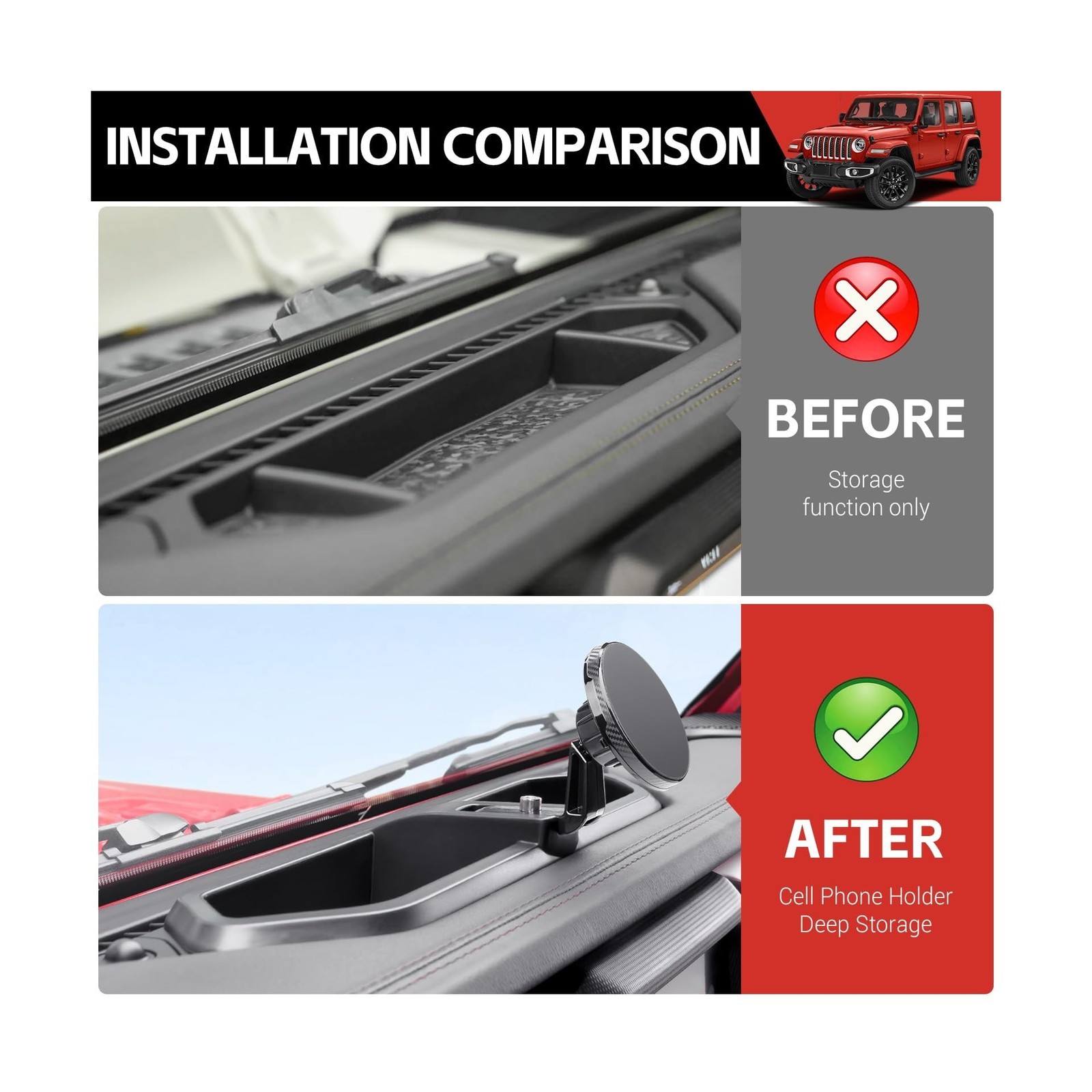 Magnetic Phone Mount Holder Fit for 2018-2023 Jeep Wrangler JL JLU&Gladiator ... thumbnail 4