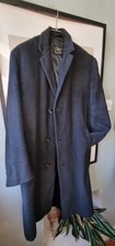 Vintage Mens Heavy (3.5kg) Wool Crombie Overcoat Charcoal Black Small 48 Chest