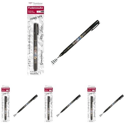 Fine Tip Calligraphy Pen, Soft Brush, Black Ink, 4-Pack