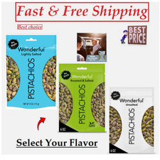 Wonderful Pistachios No Shells, 6 Ounce Resealable Bag,  Select Your Flavor 