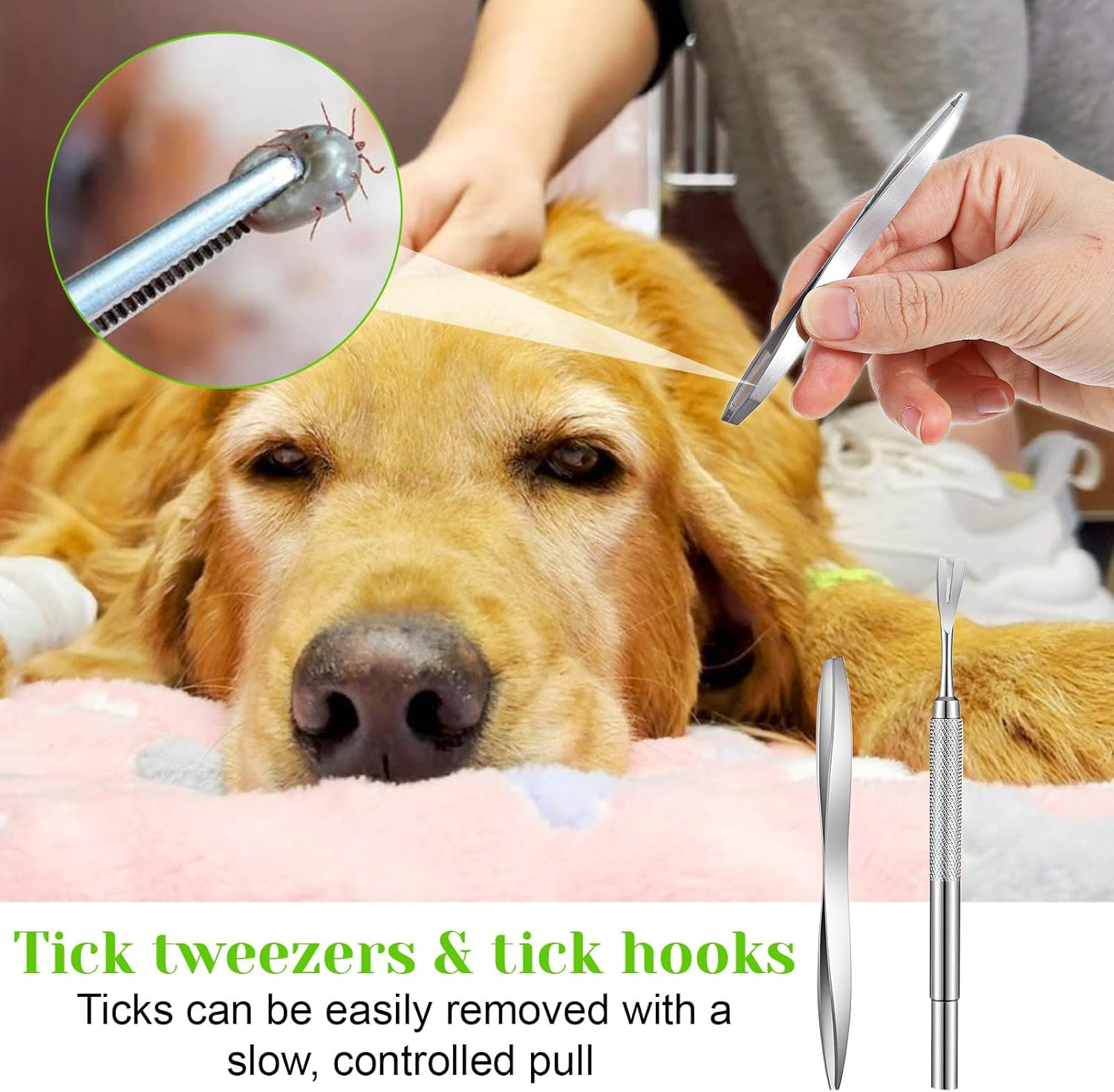 Tick Removal Tool for Dogs 8 in 1 with Storage Box Flea Comb Kit with Tweezers S