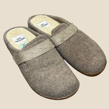 Earth Origins Ali Womens Oatmeal Felted Fabric Faux Fur Clog Mules Size 6 Cozy