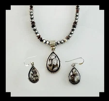 White Fox Creation: Sterling and Wild Horse Necklace and Earring Set